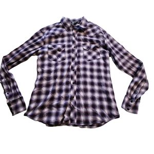 Salt Valley Western Women's Purple Plaid Long-Sleeve Snap Shirt Size Medium F8
